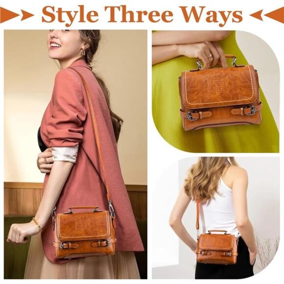 Shoulder Bag Cute Soft PU Leather Orange - Picture 2 of 6